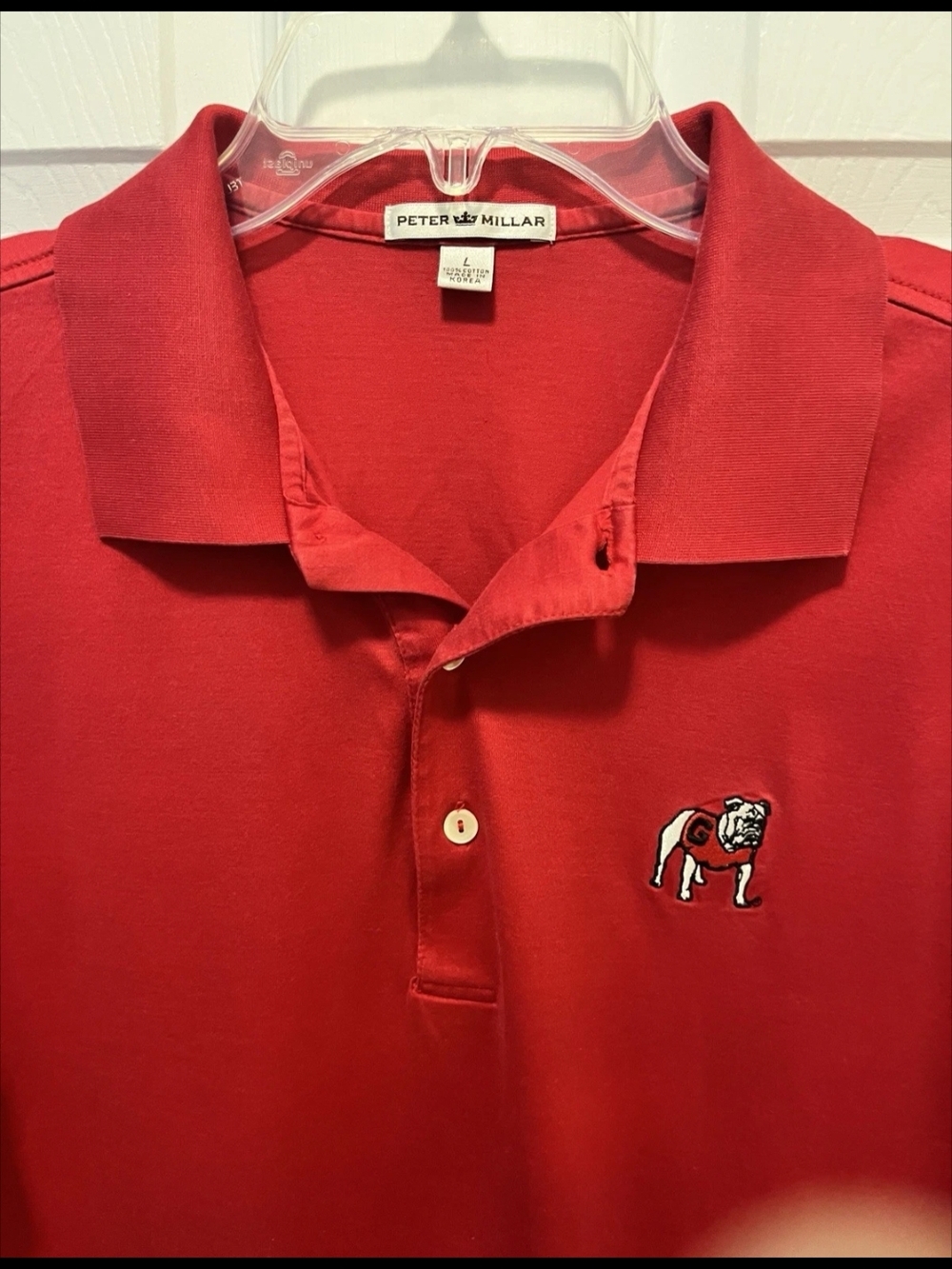 Peter Millar Red Polo with Standing Georgia Bulldog Logo